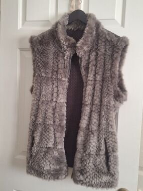 Love Token Gray Faux Fur Sleeveless Vest